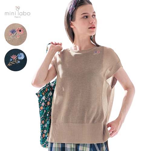 透かし編みのチュニック丈ニットプルオーバー／甘い人生 「ミニラボ」