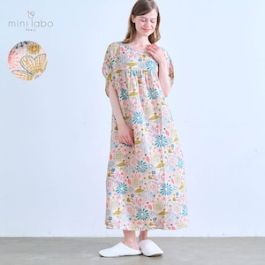 【ミニラボ/mini labo】湯上りに着たいそのまま寝られるガーゼワンピース「ミニラボ」