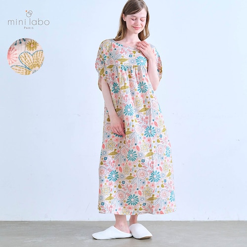 湯上りに着たいそのまま寝られるガーゼワンピース「ミニラボ」（ミニラボ/mini labo）
