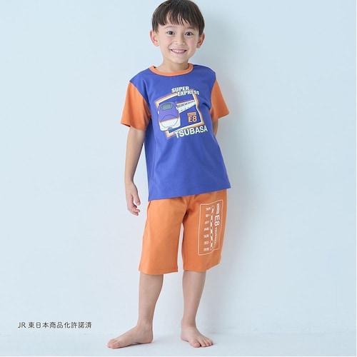 お腹の冷えを防ぐ！配色半袖パジャマ 「新幹線シリーズ」