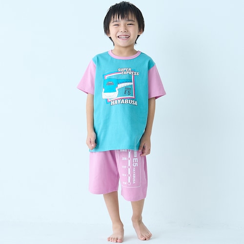 お腹の冷えを防ぐ！配色半袖パジャマ 「新幹線シリーズ」