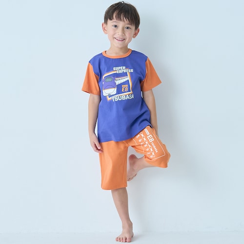 お腹の冷えを防ぐ！配色半袖パジャマ 「新幹線シリーズ」