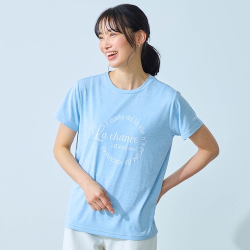 接触冷感 ドライ杢プリントＴシャツ 【背中タックで体型カバー】