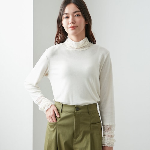 レース使いタートルカットソー