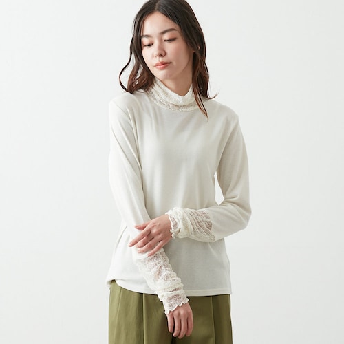 レース使いタートルカットソー