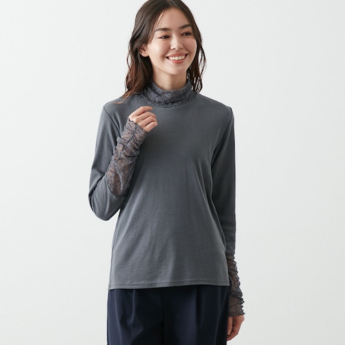 レース使いタートルカットソー