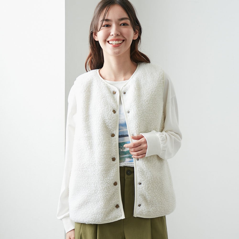 2月4日セール追加】 ボア×中綿リバーシブルベスト｜通販のベルメゾンネット