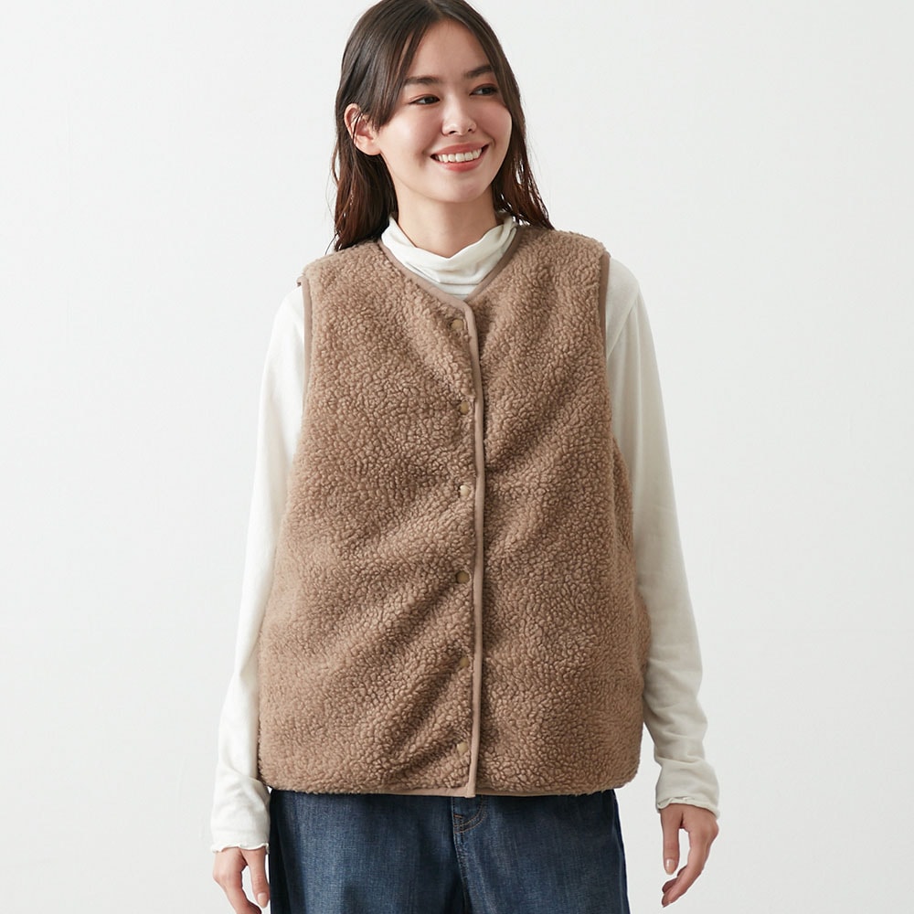 ボア×中綿リバーシブルベスト｜通販のベルメゾンネット
