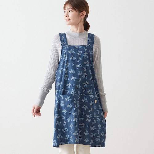 コットンミモザ柄H型エプロン