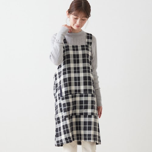 チェック柄H型エプロン