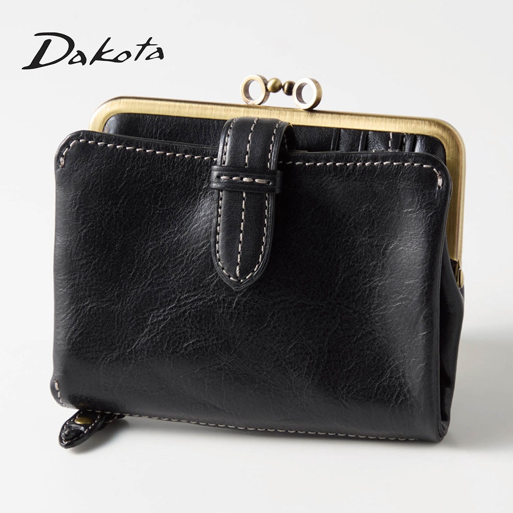 【ダコタ/Dakota】ベルトがアクセントの本革がま口二つ折り財布