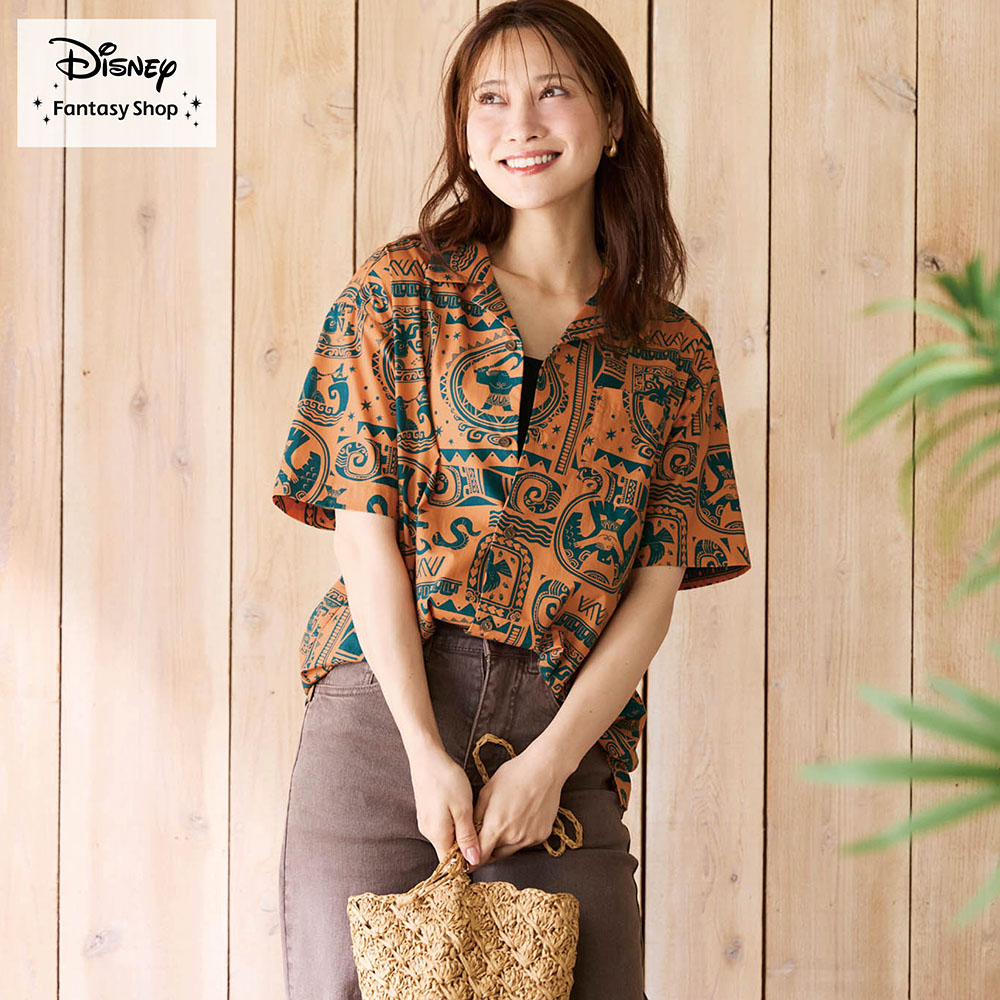 【ディズニー/Disney】ユニセックス総柄半袖シャツ「マウイ/モアナと伝説の海」
