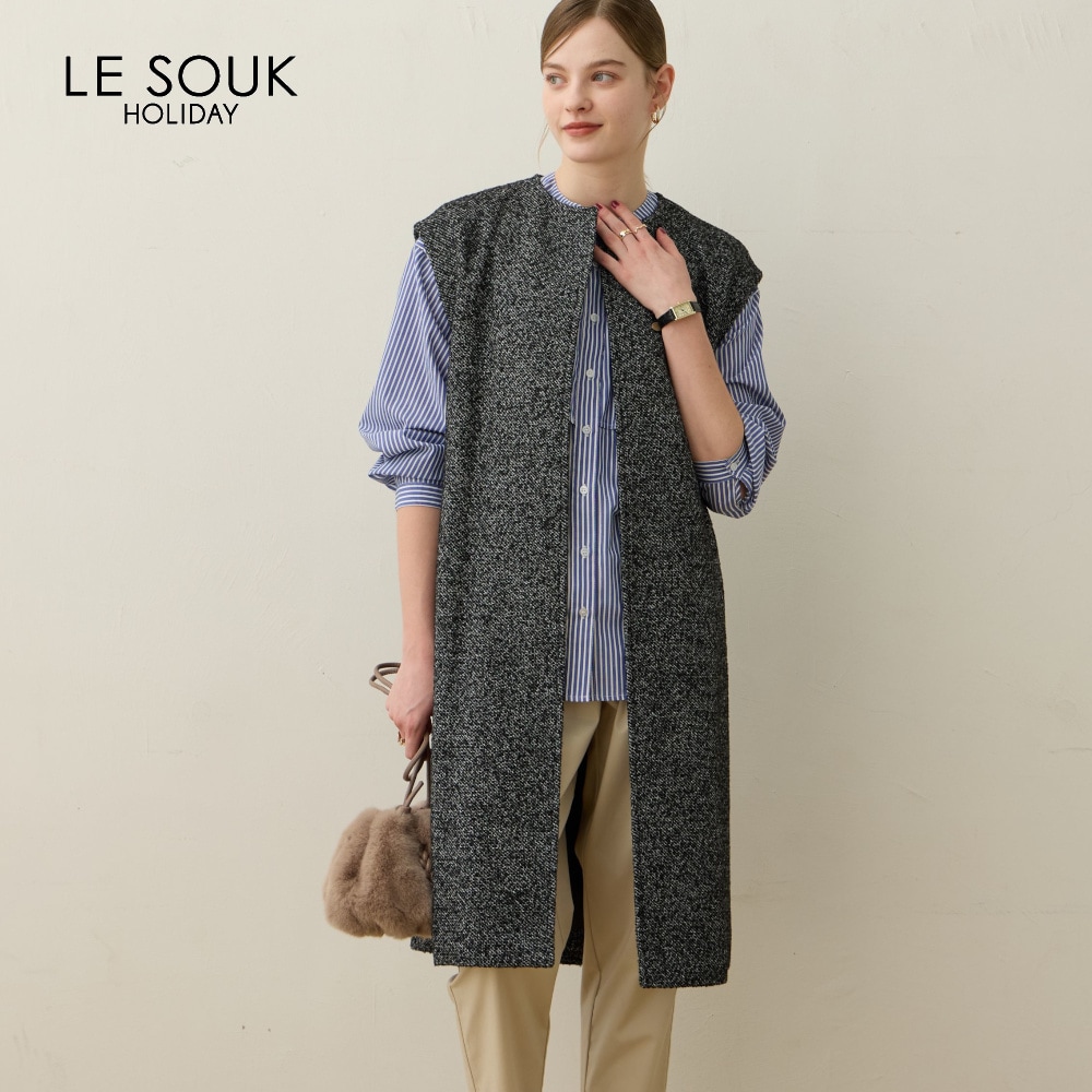 【ルスークホリデー/LE SOUK HOLIDAY】フェイクウールジレ