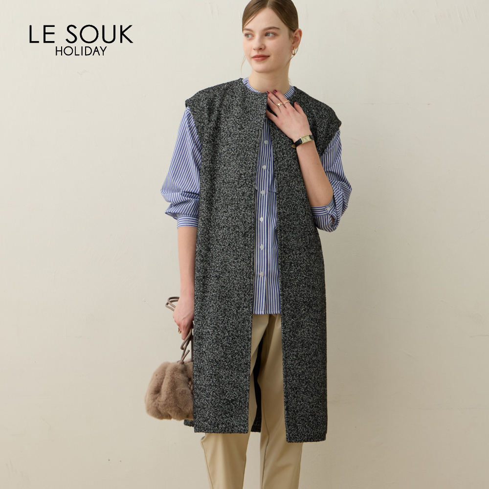 【ルスークホリデー/LE SOUK HOLIDAY】フェイクウールジレ