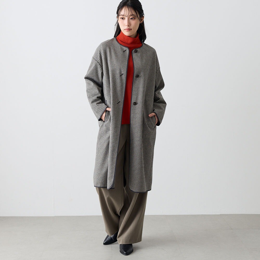 【ベルメゾン】パイピングノーカラーコート