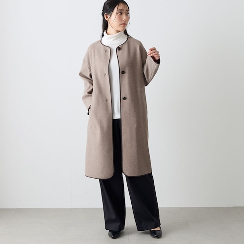 パイピングノーカラーコート