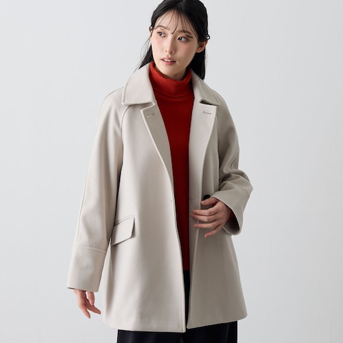 ステンカラーミドル丈コート