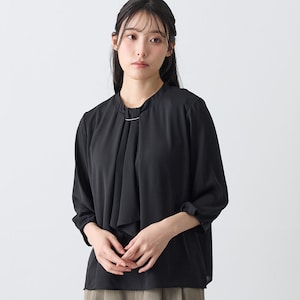 【ベルメゾン】アクセ付きボウタイブラウス