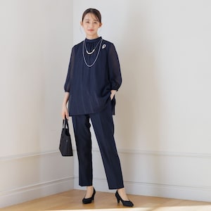 【東京ソワール/TOKYO SOIR】ブラウス & パンツスーツセット【洗濯機OK】