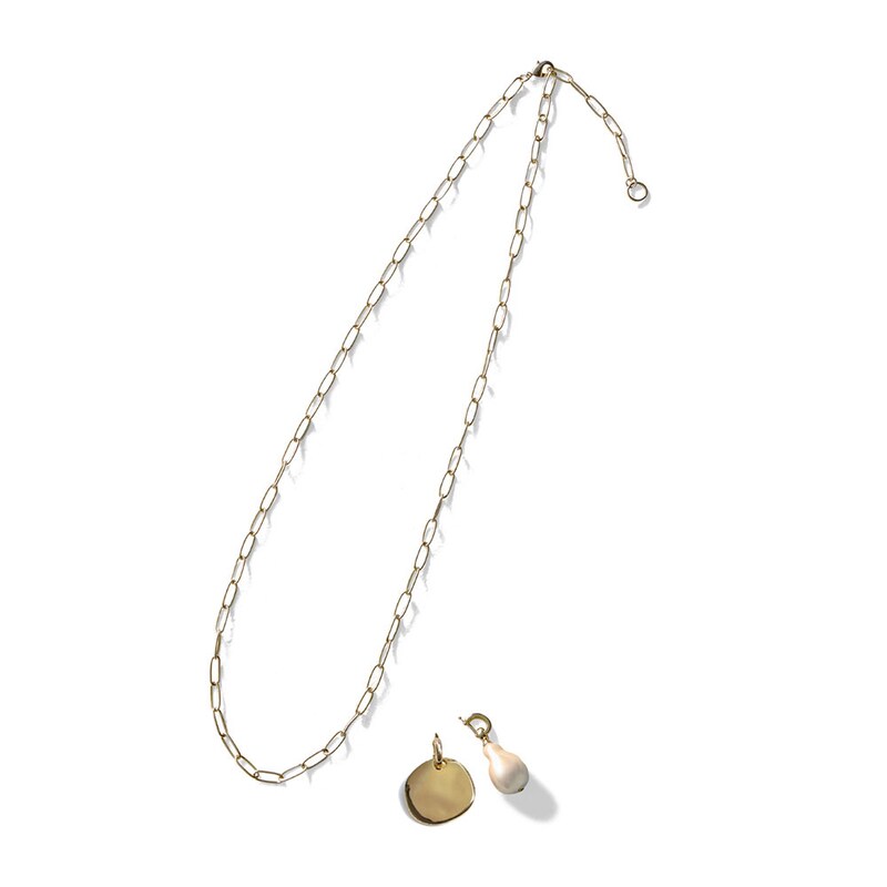 チェーンデザインネックレス（モチーフ2つ付き）