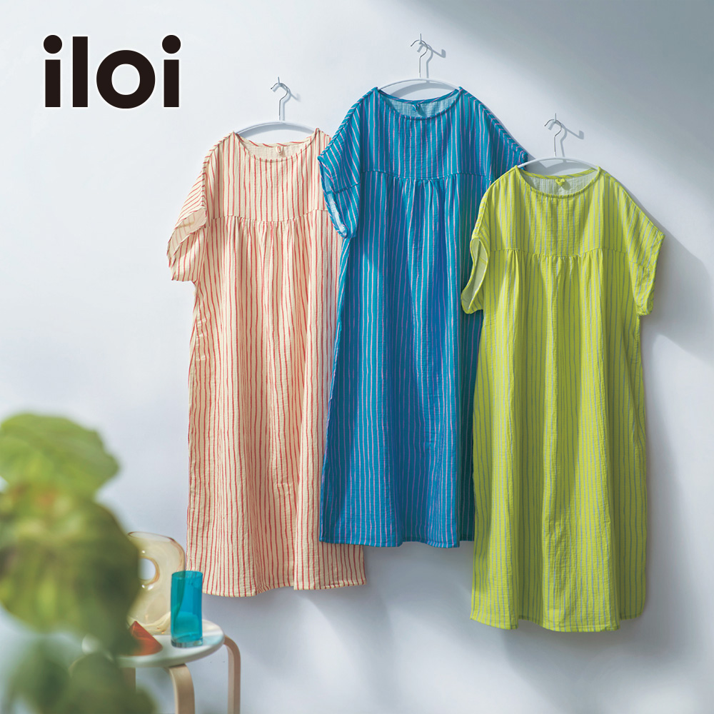 【iloi/イロアイ】湯上りに着たいそのまま寝られる北欧スタイルのガーゼワンピース