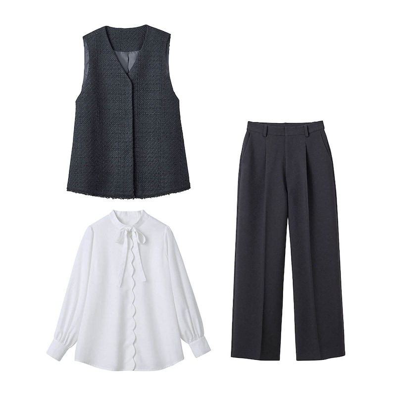 セット内容（ジレ＋ブラウス＋パンツ）