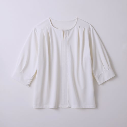 〈ベルメゾン×キヤスク〉 週3使える脇開きキーネックカットソーブラウス 【乾燥機OK】 【障害・病気・入院・介護・車椅子・バリアフリー・ユニバーサルウェア】