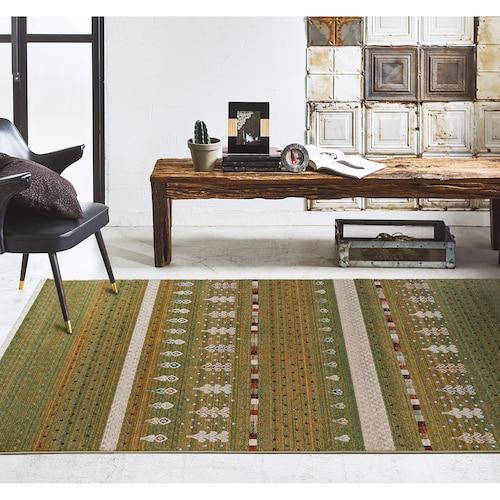 ギャベデザインの防炎ウィルトン織りラグ＜約160ｘ230cm＞