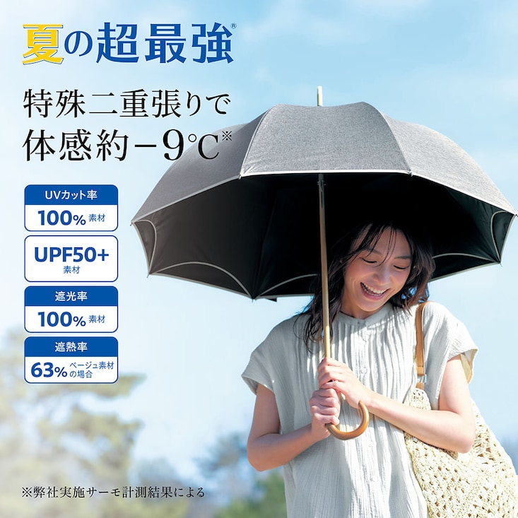 二重張り長日傘55cmロングタイプ【晴雨兼用】
