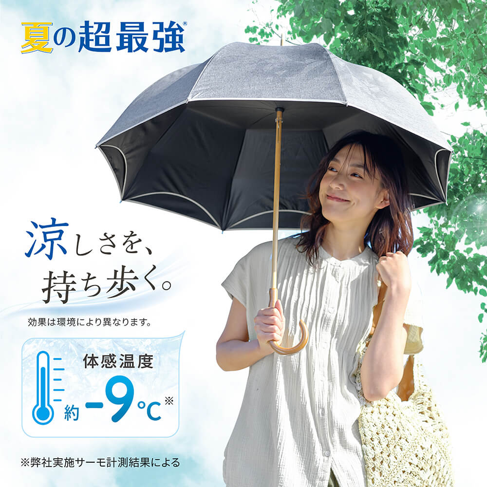 二重張り長日傘55cmロングタイプ【晴雨兼用】【猛暑対策に!】 二重張り長日傘55cmロングタイプ【晴雨兼用】【猛暑対策に!】