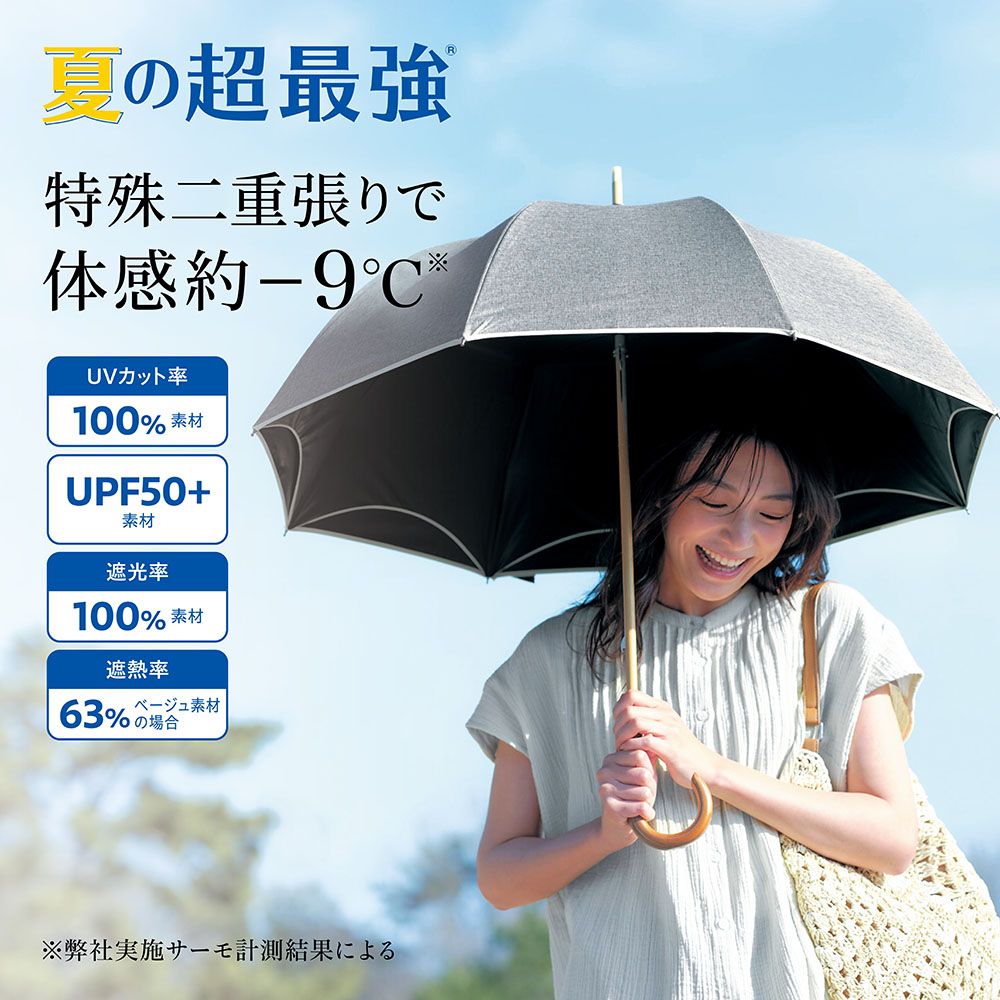 二重張り長日傘55cmロングタイプ【晴雨兼用】 二重張り長日傘55cmロングタイプ【晴雨兼用】