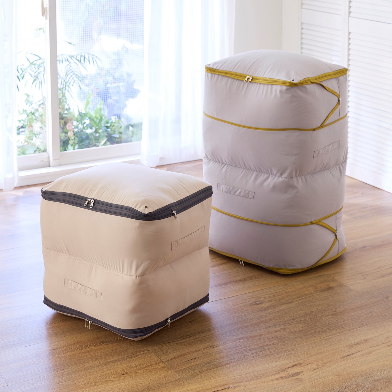 【6月5日までお得】 ファスナーで簡単圧縮!コンパクトになる洗える収納袋<羽毛布団/衣類収納>