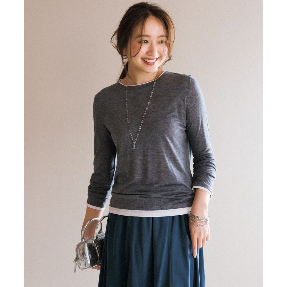 【オンワード樫山】【UNFILO/アンフィーロ】ソフトウール フェイクレイヤード ロンT 【オンワード樫山】【UNFILO/アンフィーロ】ソフトウール フェイクレイヤード ロンT