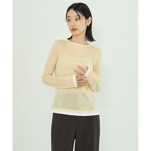 【UNFILO／アンフィーロ】ソフトウール フェイクレイヤード ロンT