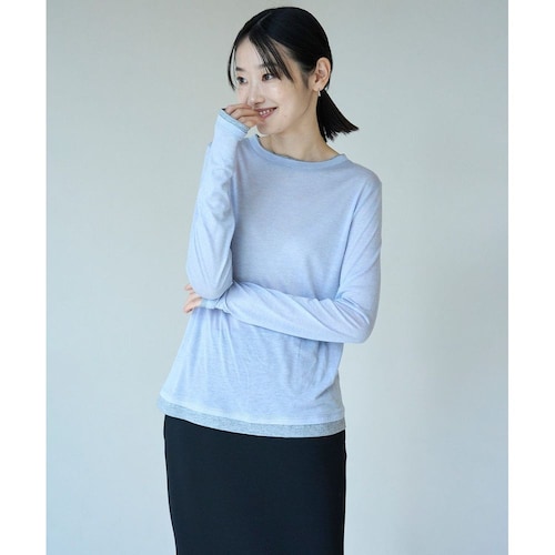 【UNFILO／アンフィーロ】ソフトウール フェイクレイヤード ロンT