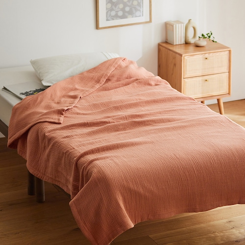 【アウトレット】 洗いをかけたやわらか綿素材のイブル風６重ガーゼケット ＜ハーフ／シングル＞