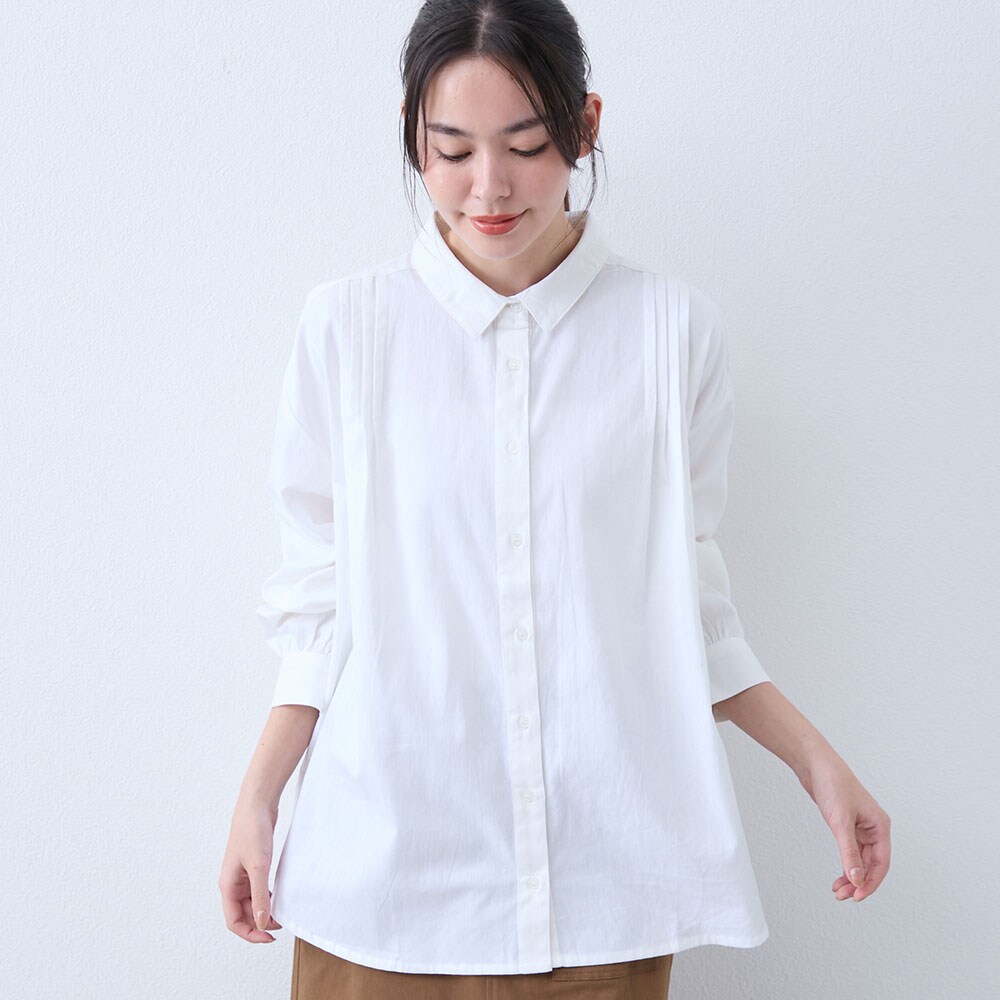 【ベルメゾン】綿素材のタックブラウス