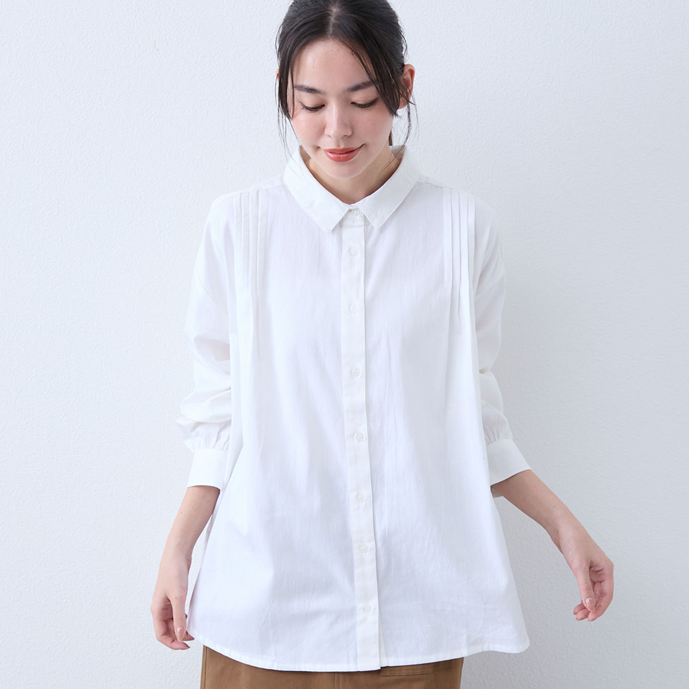 【ベルメゾン】綿素材のタックブラウス