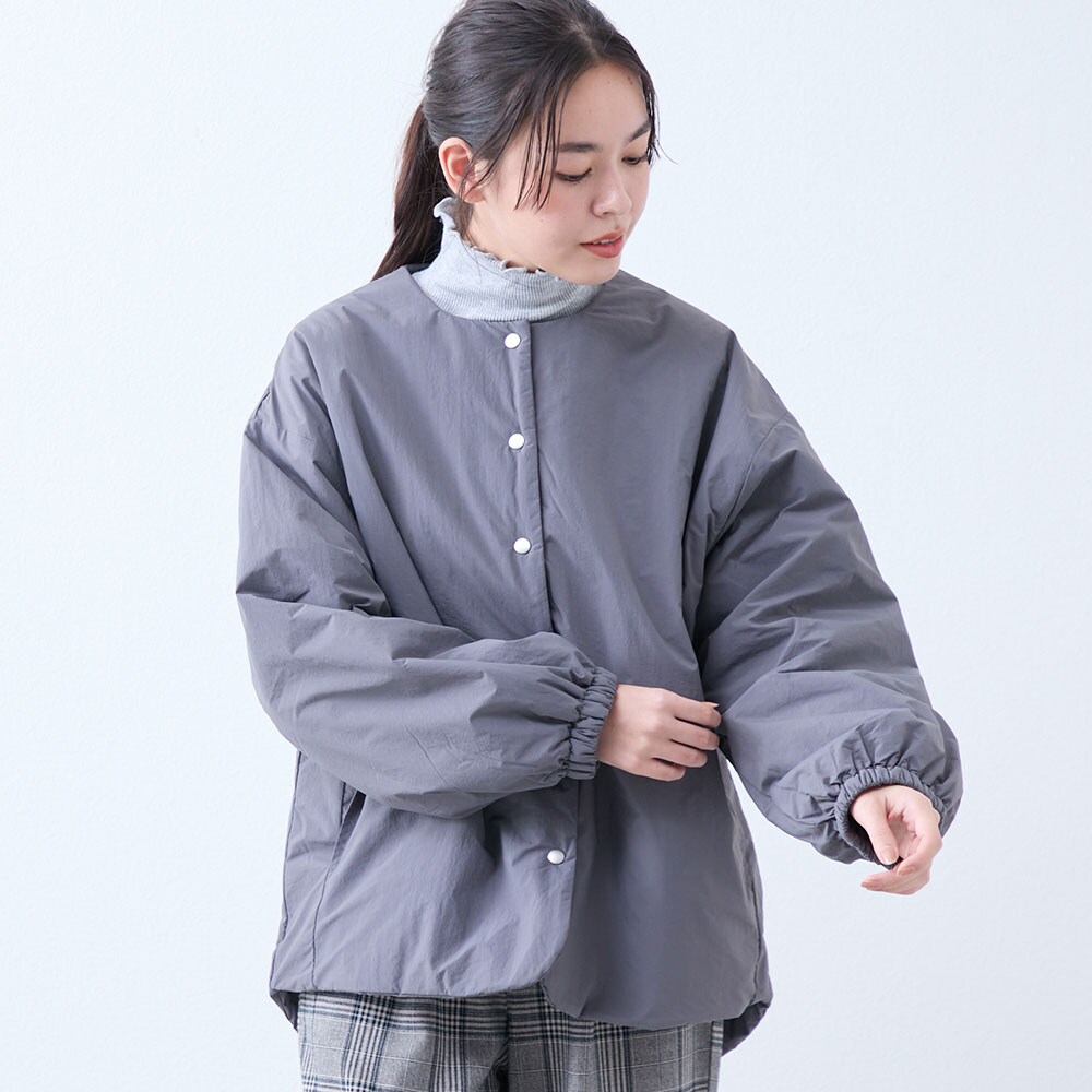 【ベルメゾン】軽量中綿ノーカラーブルゾン