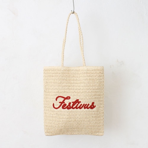 サガラ刺繍ペーパーメッシュ素材フラットトートバッグ