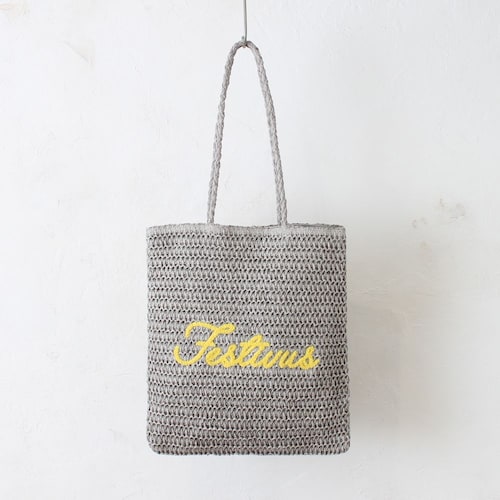 サガラ刺繍ペーパーメッシュ素材フラットトートバッグ