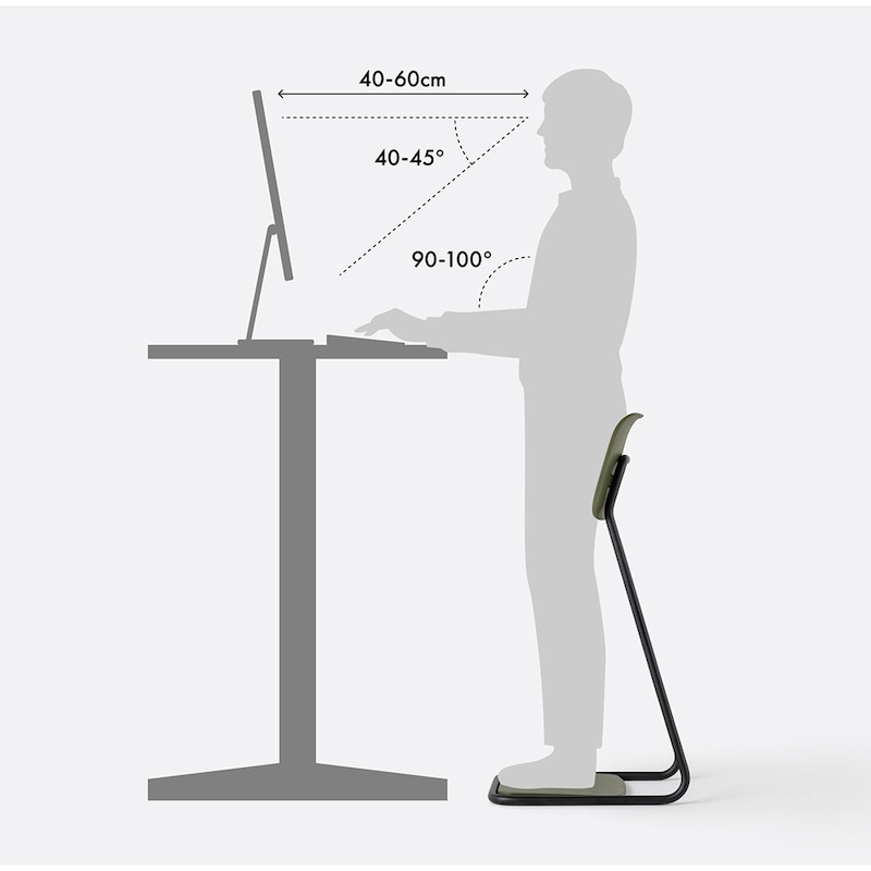スタンディングデスクの高さは、肘が直角に曲がるくらいが理想といわれています