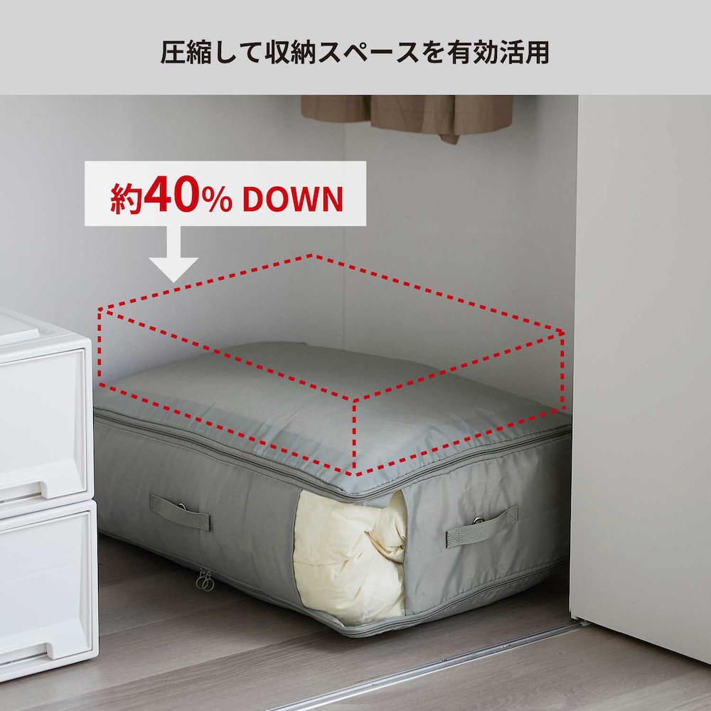 ※約40%圧縮：圧縮前と圧縮後の製品高さサイズの比較により