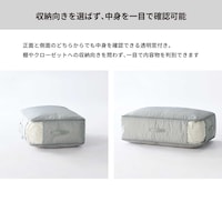 角に透明窓を付けることでどの向きからも中身を確認しやすい