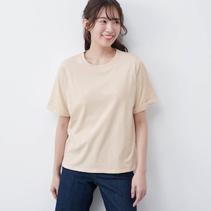 【メグエル/megueru】ゆるここカップ付き綿混半袖Tシャツ(背中フリー)