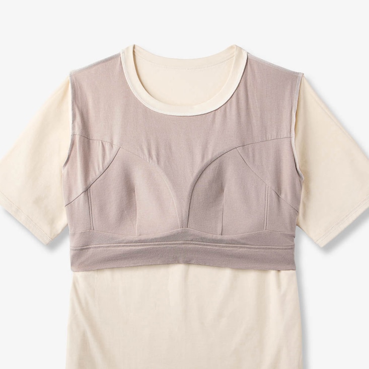 ゆるここカップ付き綿混半袖Tシャツ（背中フリー）