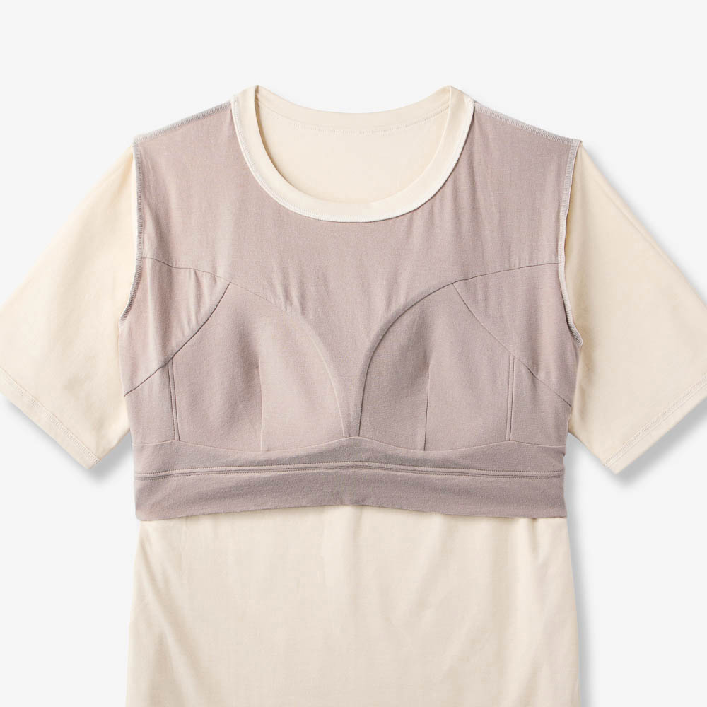 ゆるここカップ付き綿混半袖Tシャツ(背中フリー) ゆるここカップ付き綿混半袖Tシャツ(背中フリー)