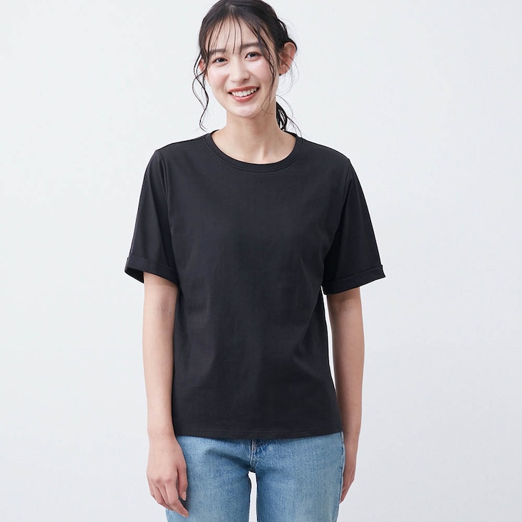 ゆるここカップ付き綿混半袖Tシャツ（背中フリー）
