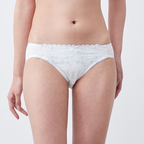 コットンレースノンワイヤーブラペアショーツ