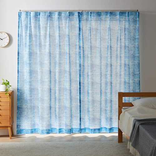 水彩タッチデザインレースカーテン